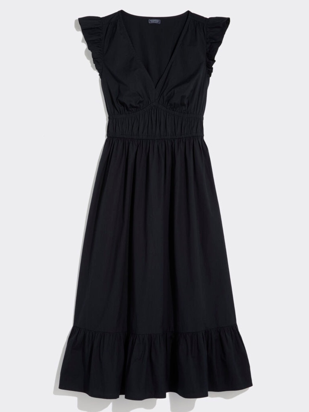 Vineyard Vines Black V-Neck Ruffle Midi Dress - Picture 4 of 5